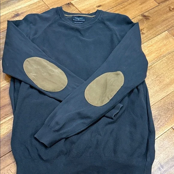 Zara Crewneck Sweater with Elbow Patches - Picture 4 of 9